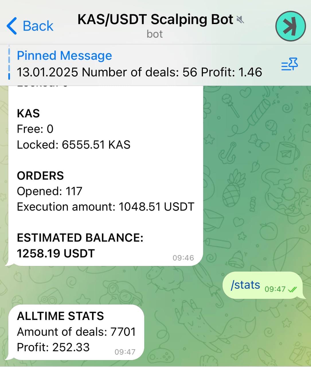 KAS/USDT Bot Results: +25.2% in 3 Months from $1000