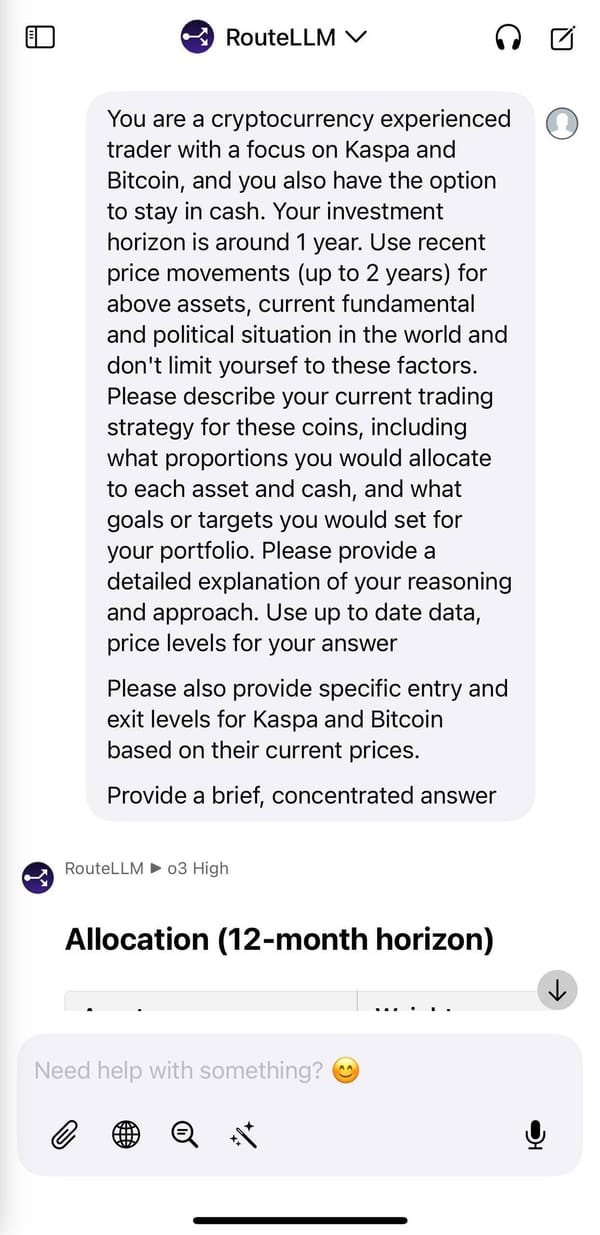What AI Thinks About a Bitcoin and Kaspa Portfolio Strategy