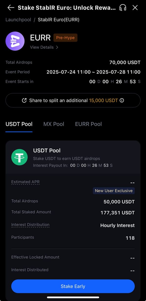 New MEXC Launchpool: Farm EURR Tokens (July 24–28)